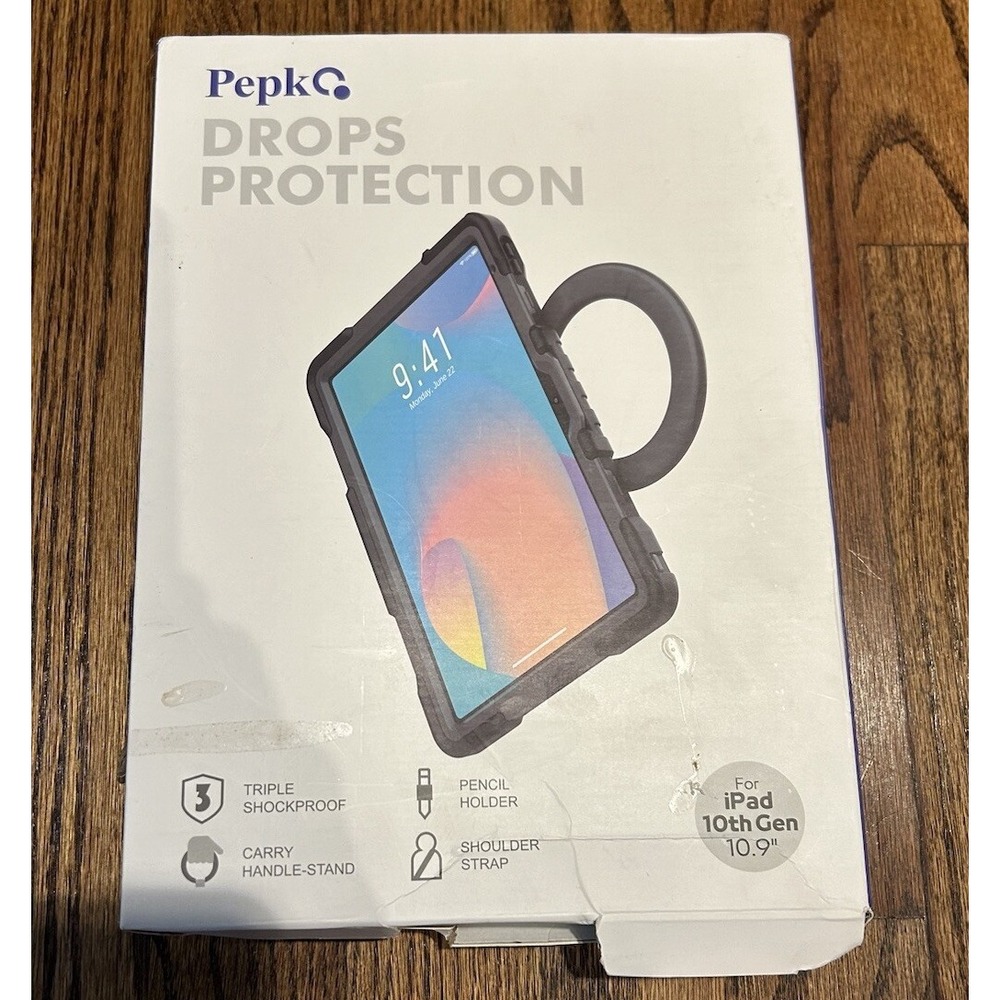 Pepkoo Pepko Eva Drop Protective Kid Case iPad 10th Gen 10.9 Black & Gray NIB